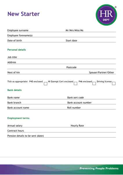 New Hire Paperwork Template from www.hrdept.co.uk